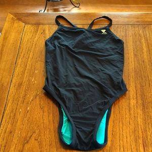 One piece reversible black and blue